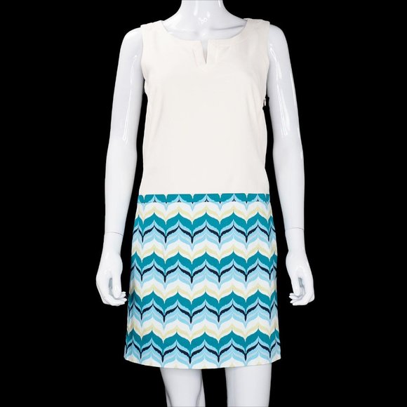 Ann Taylor Dresses & Skirts - Ann Taylor Blue Cream Geometric Shift Tunic Dress